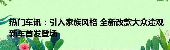 热门车讯：引入家族风格 全新改款大众途观新车首发登场