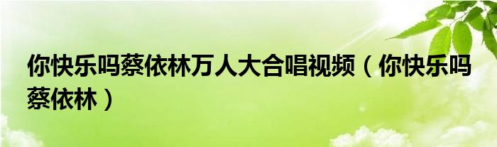  你快乐吗蔡依林万人大合唱视频（你快乐吗 蔡依林）