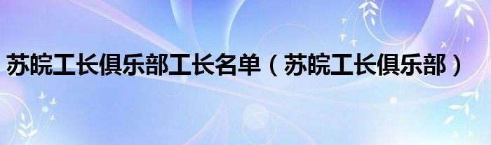  苏皖工长俱乐部工长名单（苏皖工长俱乐部）