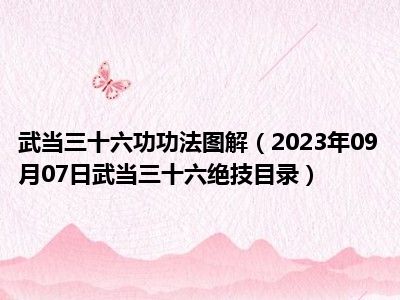 武当三十六功功法图解（2023年09月07日武当三十六绝技目录）