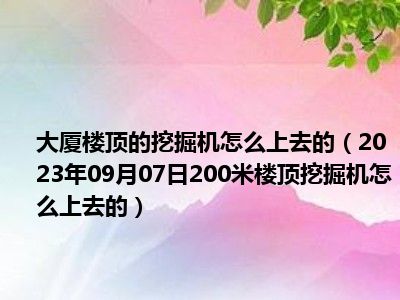 大厦楼顶的挖掘机怎么上去的（2023年09月07日200米楼顶挖掘机怎么上去的）