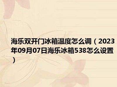 海乐双开门冰箱温度怎么调（2023年09月07日海乐冰箱538怎么设置）