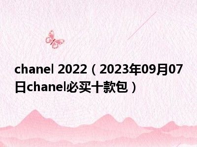 chanel 2022（2023年09月07日chanel必买十款包）