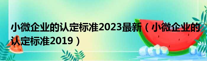 小微企业的认定标准2023最新（小微企业的认定标准2019）