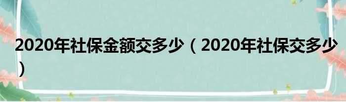 2020年社保金额交多少（2020年社保交多少）