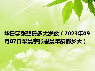 华晨宇张碧晨多大岁数（2023年09月07日华晨宇张碧晨年龄都多大）