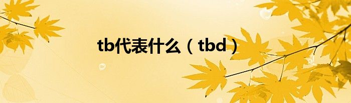  tb代表什么（tbd）