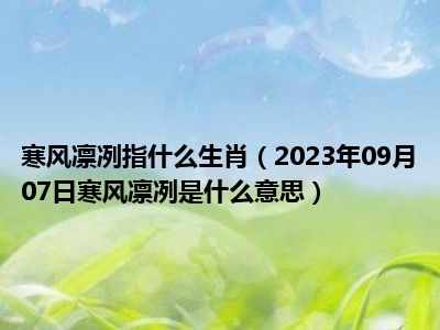 寒风凛冽指什么生肖（2023年09月07日寒风凛冽是什么意思）