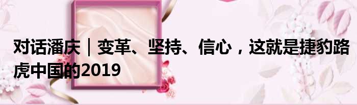 对话潘庆｜变革、坚持、信心 这就是捷豹路虎中国的2019