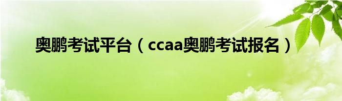  奥鹏考试平台（ccaa奥鹏考试报名）