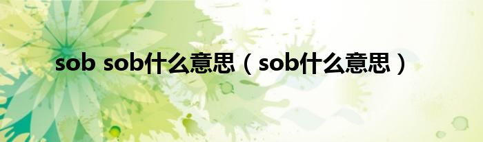  sob sob什么意思（sob什么意思）