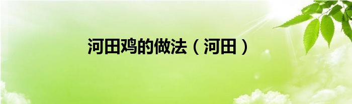  河田鸡的做法（河田）