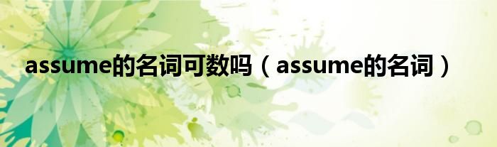  assume的名词可数吗（assume的名词）