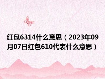 红包6314什么意思（2023年09月07日红包610代表什么意思）