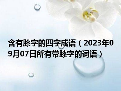 含有膝字的四字成语（2023年09月07日所有带膝字的词语）