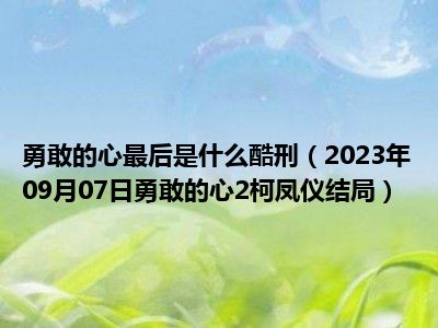 勇敢的心最后是什么酷刑（2023年09月07日勇敢的心2柯凤仪结局）