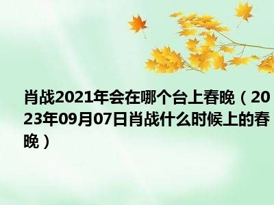 肖战2021年会在哪个台上春晚（2023年09月07日肖战什么时候上的春晚）