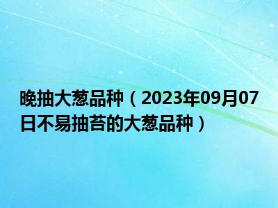 晚抽大葱品种（2023年09月07日不易抽苔的大葱品种）