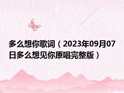 多么想你歌词（2023年09月07日多么想见你原唱完整版）