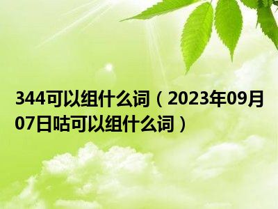 344可以组什么词（2023年09月07日咕可以组什么词）