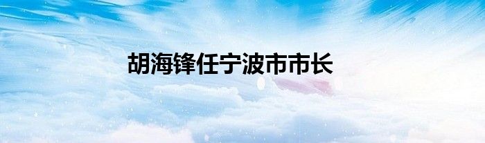  胡海锋任宁波市市长