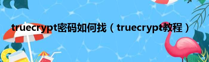 truecrypt密码如何找（truecrypt教程）