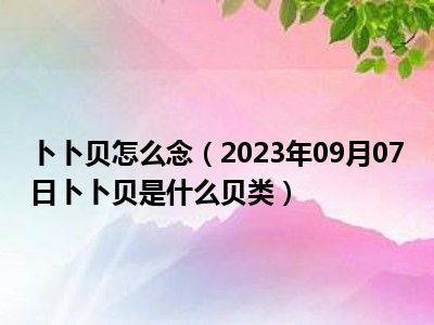 卜卜贝怎么念（2023年09月07日卜卜贝是什么贝类）