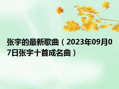 张宇的最新歌曲（2023年09月07日张宇十首成名曲）