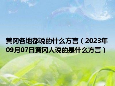 黄冈各地都说的什么方言（2023年09月07日黄冈人说的是什么方言）