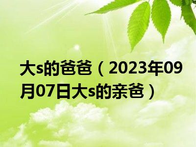 大s的爸爸（2023年09月07日大s的亲爸）