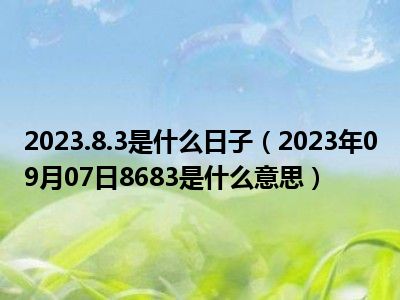 2023.8.3是什么日子（2023年09月07日8683是什么意思）