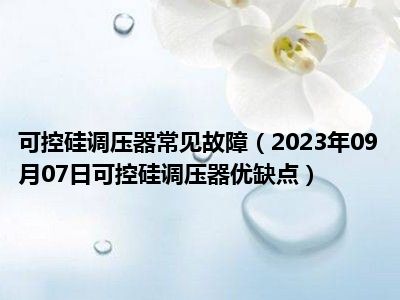 可控硅调压器常见故障（2023年09月07日可控硅调压器优缺点）