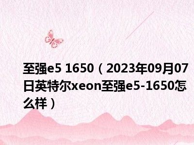 至强e5 1650（2023年09月07日英特尔xeon至强e5-1650怎么样）