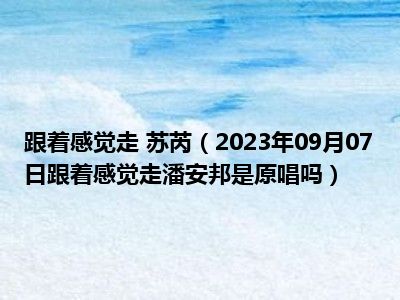 跟着感觉走 苏芮（2023年09月07日跟着感觉走潘安邦是原唱吗）