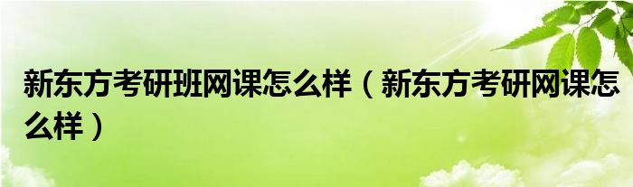  新东方考研班网课怎么样（新东方考研网课怎么样）