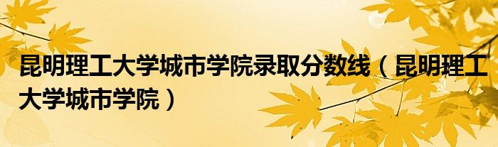  昆明理工大学城市学院录取分数线（昆明理工大学城市学院）