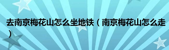  去南京梅花山怎么坐地铁（南京梅花山怎么走）