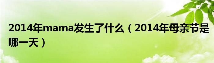  2014年mama发生了什么（2014年母亲节是哪一天）