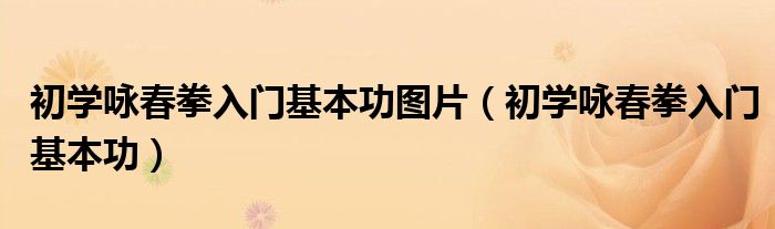  初学咏春拳入门基本功图片（初学咏春拳入门基本功）