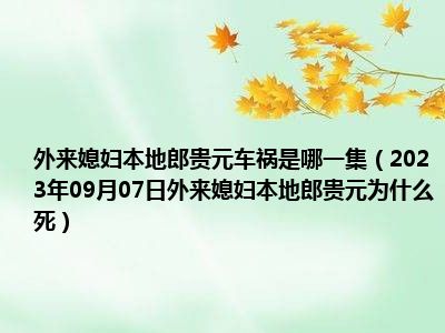 外来媳妇本地郎贵元车祸是哪一集（2023年09月07日外来媳妇本地郎贵元为什么死）