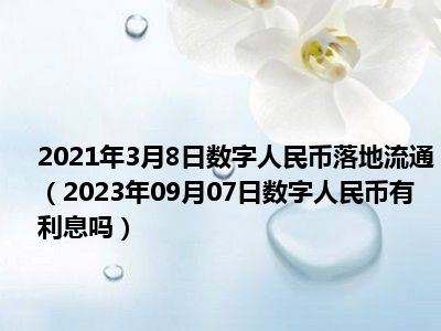 2021年3月8日数字人民币落地流通（2023年09月07日数字人民币有利息吗）