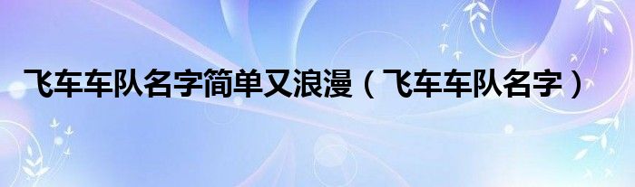  飞车车队名字简单又浪漫（飞车车队名字）