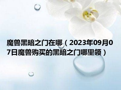 魔兽黑暗之门在哪（2023年09月07日魔兽购买的黑暗之门哪里领）