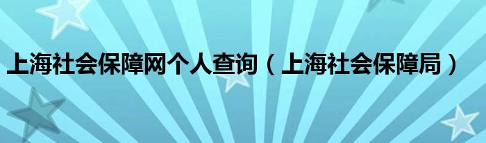  上海社会保障网个人查询（上海社会保障局）