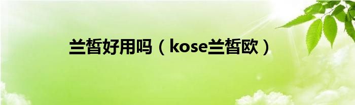  兰皙好用吗（kose兰皙欧）