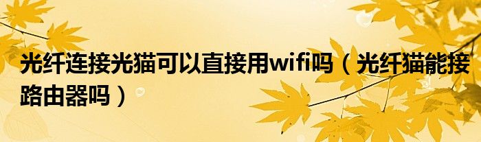  光纤连接光猫可以直接用wifi吗（光纤猫能接路由器吗）