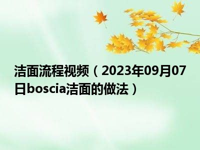 洁面流程视频（2023年09月07日boscia洁面的做法）