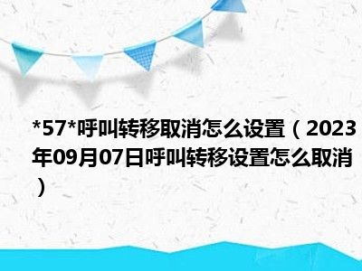 *57*呼叫转移取消怎么设置（2023年09月07日呼叫转移设置怎么取消）