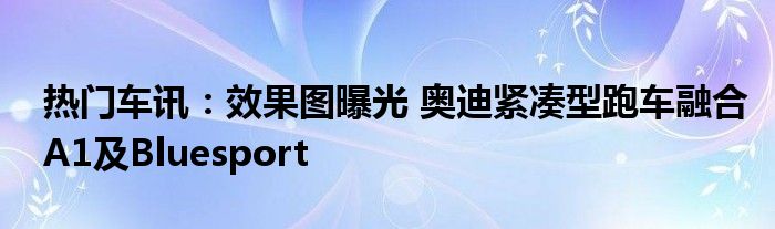 热门车讯：效果图曝光 奥迪紧凑型跑车融合A1及Bluesport