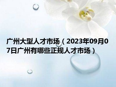 广州大型人才市场（2023年09月07日广州有哪些正规人才市场）